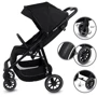 Прогулянкова коляска Kidwell ENZO Black (Hnrt_4910): Матеріал коліс EVA