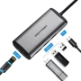 Адаптер Vention Adapter USB-C to 3xUSB3.0+MicroUSB+RJ45 Black (TGPBB): Колір серебристый