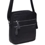 Мужская сумка через плечо Borsa Leather черная (K13923- black): Фактура Матовая, Зернистая