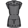 Комплект Obsessive 854-PEI-1 peignoir (черный) XXL