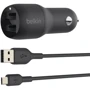 Зарядное устройство Belkin USB Car Charger 2xUSB 24W Black with microUSB Cable (CCE002BT1MBK)