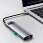 Адаптер Baseus Adapter Metal Gleam Series USB-C to HDMI+2xUSB3.0+PD+SD+TF+VGA Grey (WKWG050013): Цвет серый