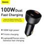 Зарядное устройство Baseus Car Charger USB-C+USB Superme Digital Display 100W Black (CCZX-01): Количество USB-портов 2