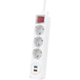 Мережевий фільтр Hama 3x Тип F 3x1.5мм кв, 16A USB-C/USB-A PD/QC 1.4 м білий (00133757): Кількість розеток, шт 3