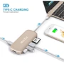 Адаптер HooToo Shuttle USB-C to USB-C+HDMI+3xUSB 3.0+SD Hub Gold (HT-UC001-GD): Дополнительные разъемы SD+TF Card, USB OTG, HDMI, USB-C