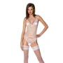 Корсет с пажами, трусики с ажурным декором и открытым шагом Passion Ursula Corset white XXL/XXXL