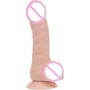Изогнутый фаллоимитатор на присоске ADDICTION — BRAD 7,5" Dildo With Balls, Beige