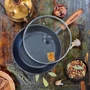 Сковорода чугунная Maysternya с деревянной ручкой и стеклянной крышкой 26х6 см (Т305С3)