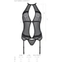 Корсет с пажами Passion SATARA CORSET Вlack XXL/XXXL (стринги в наборе)