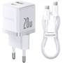 Зарядное устройство Baseus Wall Charger Palm USB-C+USB 20W with USB-C Cable White (P10111608213-01)