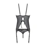 Корсет с пажами, трусики с ажурным декором и открытым шагом Passion Ursula Corset black XXL/XXXL