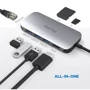 Адаптер HooToo USB-C to USB-C + HDMI + 3xUSB 3.0 + RJ45 + SD Space Grey (HT-UC008SG): Колір серый