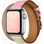 Apple Watch Series 4 Hermes 40mm GPS+LTE Stainless Steel Case with Rose Sakura/Craie/Argile Swift Doubl Tour (H078731CJAE)