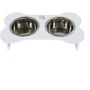 Миски Lucky Pet металлические на деревянной подставке линейка Пир 2x0.4л/13см белый (553072)