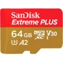 Карта памяти SanDisk 64GB microSD Class 10 UHS-I U3 V30 A2 Extreme PLUS + adapter (SDSQXBU-064G-GN6MA)