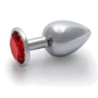 Металлическая анальная пробка Ouch! Heart Gem Silver - Ruby Red, S