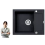 Кухонная мойка Pyramis MIDO 62x50 1B 1D черная+кран Silvio (070088401Sn)