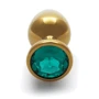 Металлическая анальная пробка Ouch! Heart Gem Gold - Emerald Green, S
