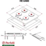 Варочная поверхность электрическая Perfelli HE 6480 WH: Размеры для встраивания 5 х 55 х 47 см