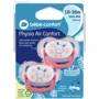 Пустышка Bebe Confort Physio Air силиконовая , 2 шт, 18/36 мес розовая с желтым (3104201930): Форма соски анатомическая