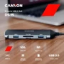 Адаптер Canyon Adapter DS-15 USB-C to 3xUSB3.0+HDMI+RJ45+USB-C+SD+microSD (CNS-TDS15): Додаткові роз'єми SD+TF Card, USB-C, Ethernet, HDMI, USB 3.0