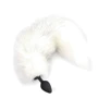 Силиконовая анальная пробка с хвостом из натурального меха Art of Sex size M White fox