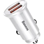 Зарядний пристрій Baseus USB Car Charger 2xUSB Mini Quick Charge 3.0 White (CCALL-YD02)
