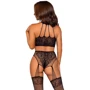 Комплект Leg Avenue Crop top and garter panty Black