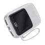 Внешний аккумулятор Baseus Power Bank 10000mAh with USB-C Cable Q Pow Display 15W White (PPQD-A02): Особенности Встроенный кабель, Индикатор заряда, быстрая зарядка