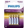 Philips AAA bat Alkaline 4шт Lithium Ultra (FR03LB4A/10)