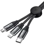 Кабель Baseus USB Cable to Lightning/microUSB/USB-C Car Co-Sharing 3.5A 1m Black (CAMLT-FX01): Тип USB Cable - Lightning/microUSB/USB-C