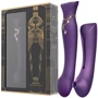 Смартвибратор 3в1 Zalo - Queen Twilight Purple, пульсирующая жемчужина и вакуум, кристалл Swarovski