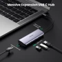 Адаптер Ugreen Adapter USB-C to 3хUSB 3.0+RJ45 Gray (60718): Цвет серый