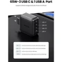 Зарядний пристрій Ugreen Wall Charger 3хUSB-C+USB CD224 GaN 65W Black (70774): Сила струму 2.4А и более