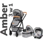 Коляска 3 в 1 Lionelo Amber Grey Stone: Материал колес резина (надувные)