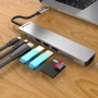 Адаптер Zamax Adapter USB-C to 2xUSB-C+HDMI+2xUSB+SD+RJ45 Silver: Цвет серебристый