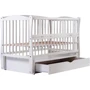 Кровать Babyroom Еліт резьба маятник, ящик, откидной бок DER-7 бук белый (622035)