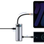 Адаптер Baseus Adapter USB-C to 2xUSB3.0+HDMI+USB-C+USB-C PD+ TF+SD Gray (WKWG020113): Інтерфейс підключення USB-C