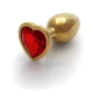 Металлическая анальная пробка Ouch! Heart Gem Gold - Ruby Red, S