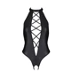 Боди из эко-кожи с имитацией шнуровки и открытым доступом Nancy Body black 4XL/5XL - Passion