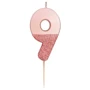 Сервировка стола Свечка Talking Tables WE HEART цифра 9 Розовое золото с блестками (BDAY-CANDLE-RG-9)
