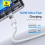 Кабель Baseus USB Cable to USB-C Display 2 Fast Charging Data 100W 1m White (P10382701211-00) фото 12
