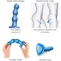 Насадка для страпона Strap-On-Me Dildo Plug Balls Blue Metallic XXL