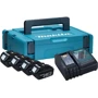 Набір акумуляторів + зарядний пристрій Makita 197954-1, LX BL1830 x 4шт (18В, 3Ач) + DC18RC, кейс Makpac1