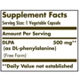 Solgar DLPA Free Form 500 mg Солгар Фенилаланин 50 веганских капсул: Тип L-фенилаланин