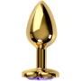 Анальная пробка с кристаллом Metal By Toyfa Gold anal plug amethyst