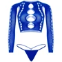 Комплект Leg Avenue Long sleeve crop top & string Royal Blue One Size