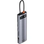 Адаптер Baseus Adapter USB-C to 3xUSB3.0+2xHDMI+USB-C+TF+SD+VGA+3.5mm+RJ45 Gray (CAHUB-CT0G): Додаткові роз'єми Ethernet, 3.5mm Headphone, VGA, SD+TF Card, USB-C, HDMI, USB OTG