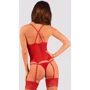 Прозрачный корсет Obsessive Lacelove corset XL/2XL Red
