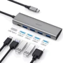 Адаптер WIWU Adapter Alpha 541P USB-C to 4xUSB+USB-C Space Grey: Цвет серый